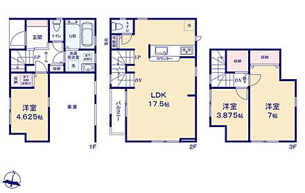 広々17.5帖のLDK！2階リビングにすることで、陽当たりを良くし、人目も気にならずプライバシーを確保することが出来ます♪
インナーバルコニーは突然の雨でも慌てずに済みますね♪ 