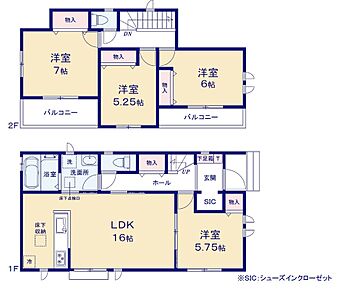 広々16帖のLDK！対面キッチンからはLDK全体を見渡せます♪SIC完備で玄関回りも綺麗に整えられそうです♪各居室に収納があるので、お部屋をスッキリとご使用頂けます♪ 