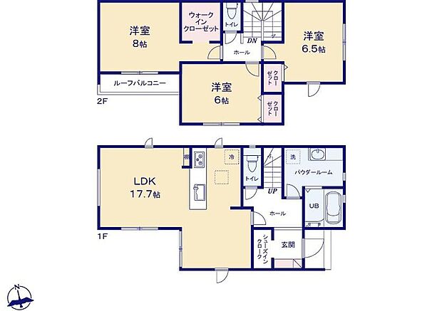 (１号棟)、価格3390万円、3LDK、土地面積129.71m2、建物面積97.72m2