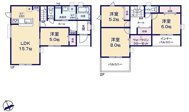(１号棟)、価格2980万円、4LDK、土地面積135.54m2、建物面積110.97m2