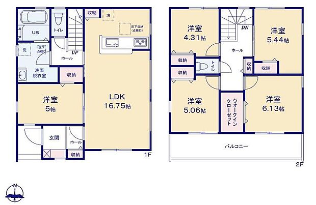 (２号棟)、価格3680万円、5LDK、土地面積165.9m2、建物面積105.17m2