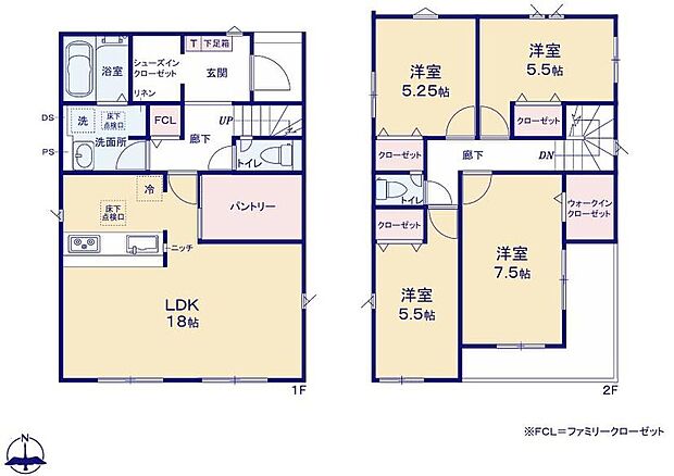(３号棟)、価格4380万円、4LDK+S、土地面積121.23m2、建物面積108.89m2
