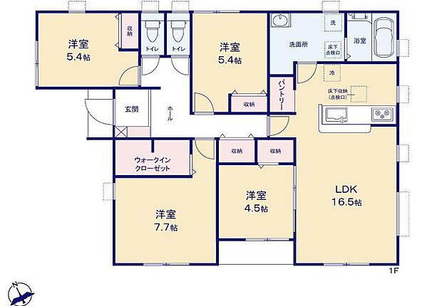 (１号棟)、価格3980万円、4LDK、土地面積225.53m2、建物面積96.06m2