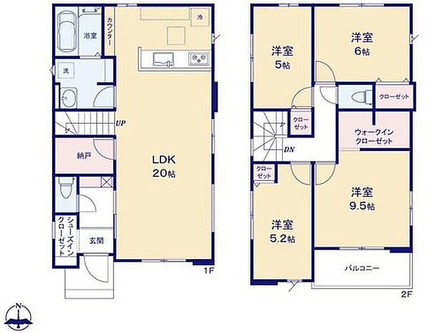 【4LDK】オシャレな折上天井仕様の広々20帖のリビング♪
大きな荷物も収納可能なウォークインクローゼット付き♪
大きな荷物も収納可能な納戸スペース☆
南向きで日当たり良好なバルコニー♪