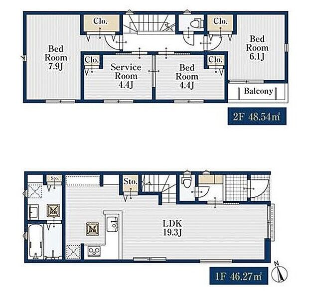 【3LDK+S】対面式キッチン仕様の広々19.3帖の明るいリビング♪
リビングや洗面室、各居室に収納スペースが充実♪
居室としても使えて便利な4.4帖の納戸付き♪
日当たり良好な南向きのバルコニー♪