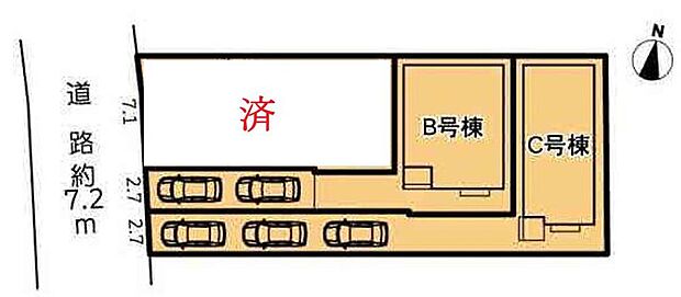 【全体区画図】瑞穂区中根町2期 全3棟
1号棟 ご成約済み
2号棟 4,490万円
3号棟 4,590万円