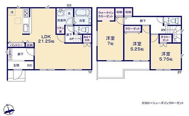 【3LDK】対面式キッチン仕様の大空間約２１．２５帖のリビング♪
パントリー・シューズインクローク付きで収納豊富♪
大きな荷物も収納可能なウォークインクローゼット♪
２部屋続きの日当たり良好な南向きバルコニー♪