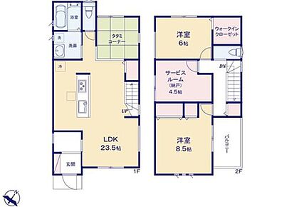 対面式キッチン仕様の大空間２３．５帖の明るいリビング♪
リビングに隣接したホッと一息着けるタタミコーナー♪
大きな荷物も収納可能なウォークインクローゼット♪
日当たり良好なバルコニー♪ 