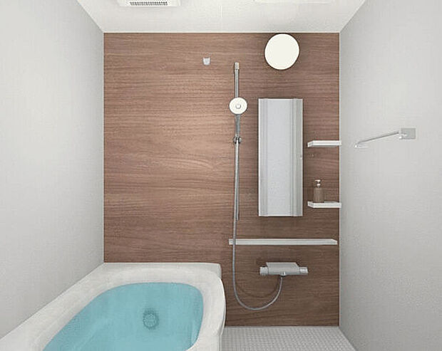 【バスルーム「AX」】日常の疲れを癒やすここちのよいユニットバス。お手入れが簡単になる工夫が凝らされているため、手間をかけずに清潔さを保てます。