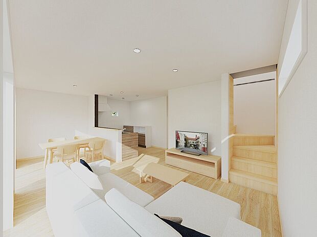 家族のコミュニケーションが増えるリビング階段※完成イメージ画像