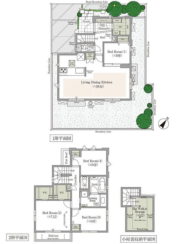【4LDK+BWS+SIC+2WIC】◯ビッグウォークインストレージ面積/8.48m2(延床面積不算入)
BWS:ビッグウォークインストレージ SIC=シューズインクロゼット WIC=ウォークインクロゼット