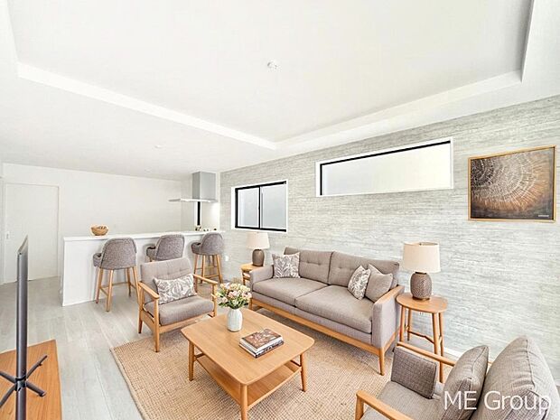 ◆1号棟◆~Living~ 家族の食事や団らんのほか、子どもを遊ばせたり、友人を招いたりするLDKは住まいの中心。長時間過ごす場所だから、その空間は住まい全体の居心地を左右します。※家具はCGです