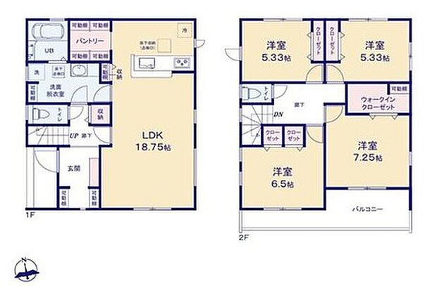 (1号棟)、価格6580万円、4LDK、土地面積129.88m2、建物面積109.75m2