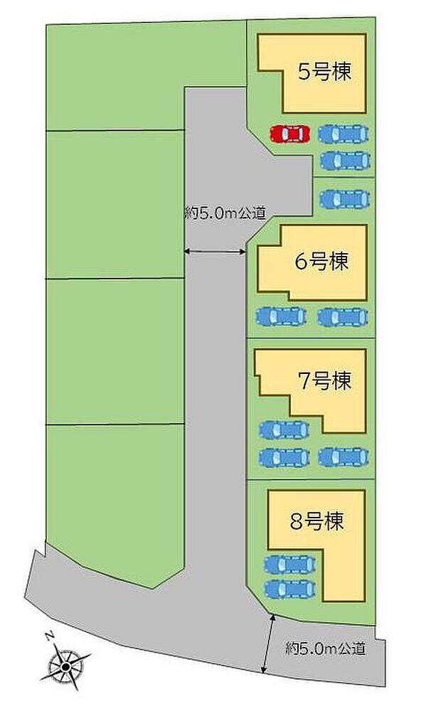 カースペースは2台分♪3台駐車可能な号棟もございます!
前面道路は車通りが少ないため、駐車の際にも慌てることがなく安心です◎