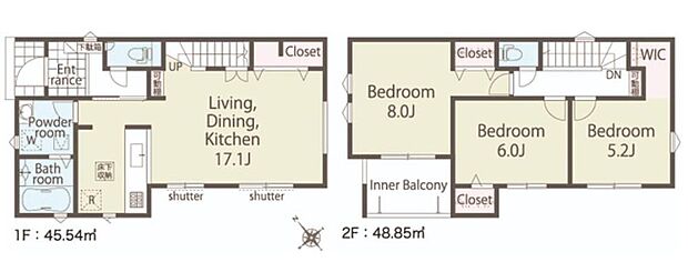 (1号棟)、価格3380万円、3LDK、土地面積135.02m2、建物面積94.39m2