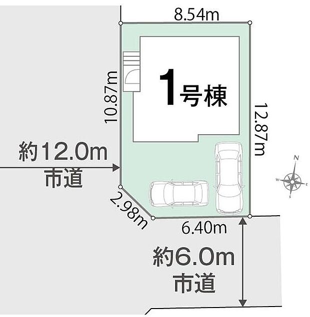 嬉しい南西角地♪陽当たり良好で開放感◎
カースペースは車種により2台分確保！
家族分の自転車を駐輪したり、来客用の駐車スペースとしてもお使いいただけます♪