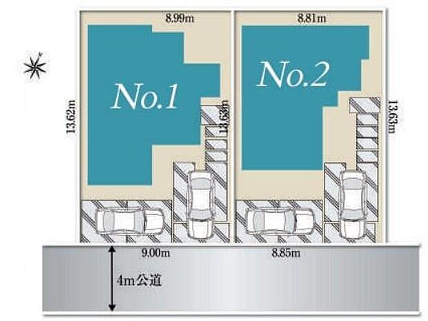 駐車スペースは2台分完備☆
セカンドカーをお持ちの方や、来客時にも便利ですね♪