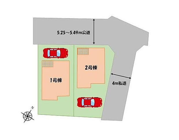 カースペース完備♪（車種によります）
前道道路は、車通りが多くないので、車庫入れが苦手な方でも安心して入れられます♪