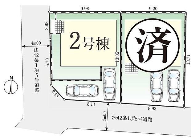 陽当たり良好な南向き・角地◎
駐車スペースは嬉しい2台分☆来客時にも便利です!