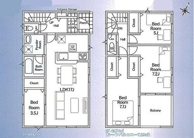 【4LDK】◇リビングの続き間にある和室は、客間や、お子様の遊ぶスペースにもオススメ☆
◇テレワークルームではお仕事も集中できますね♪
◇家事効率の良い水回り集中プラン♪