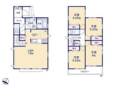 家族の会話弾む「リビングイン階段」のある間取り☆
洗面室は2WAY仕様で帰宅時の手洗いもスムーズに出来ます◎
リビング、2階廊下にも収納スペース付き！日用品の収納場所にも良いですね♪ 