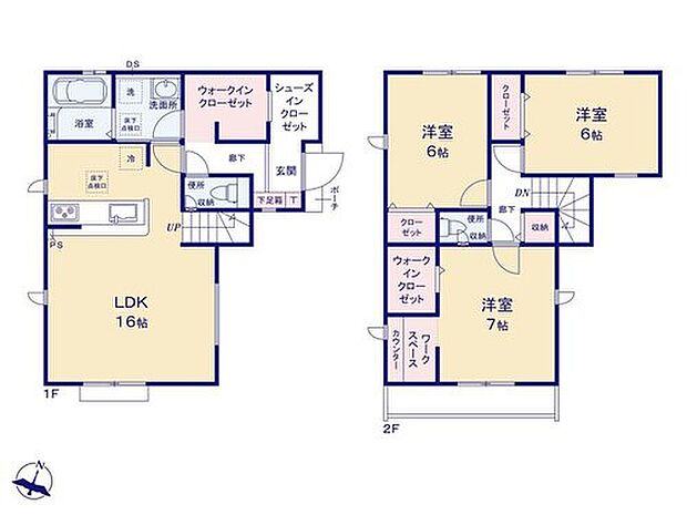 【3LDK】玄関には、大容量のSIC・WIC！2つの収納は連結しているので、外出時・帰宅時の動線もスムーズです◎
個室感のある居室や、ワークスペース等、暮らしやすさを考えた間取りとなっています☆
