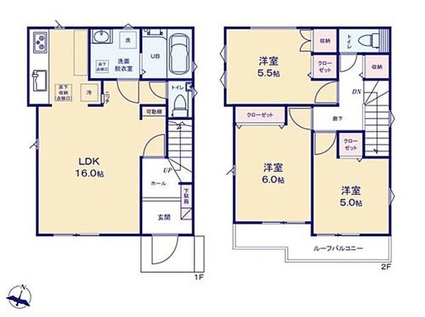 【3LDK】◇三面採光の明るいLDK！心地よい空間でお寛ぎいただけます♪
◇リビングやホールの収納で共有スペースも片付きます♪
◇広々したバルコニーは2部屋から出入り可能で洗濯や布団干しも快適♪
