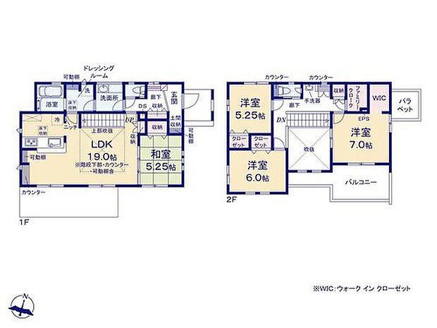 【4LDK】19帖のLDKは、吹き抜けもあり開放感もバツグン!
集約した水回りや、充実の収納スペース、2階にも採用した手洗い器等、暮らしやすさを追求した間取り◎陽当たり良好なテラス・バルコニーも魅力のお住まいです♪
