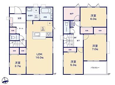 ◇リビングと洋室の間の引き戸を開ければ20帖超えの大空間が広がります♪◇「納戸は」収納としてはもちろんリモートワークなどでも活躍しそうですね！◇家事効率の良い水回り集中プラン♪ 