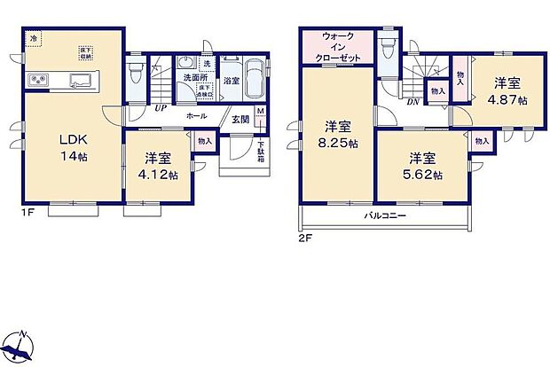 【4LDK】全居室南向きで日当たり良好!主寝室には収納力豊富なウォークインクローゼットを設置。洋服や小物類など、目的に応じてすっきり美しい収納を実現します♪