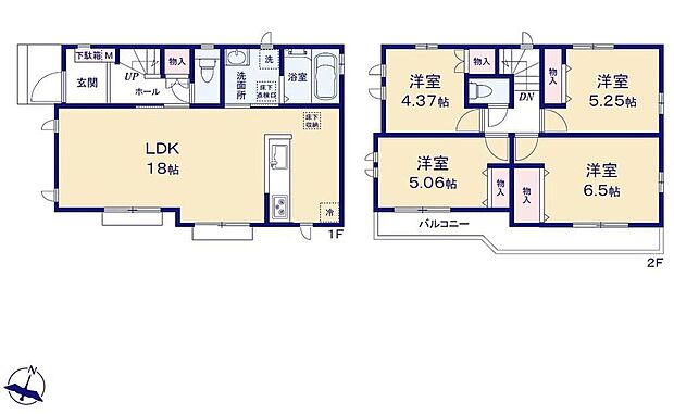 【4LDK】18帖のLDKは家族の一体感を感じられる広々スペース。家族と過ごす時間を大切にする方にぴったりのゆとりの住空間です♪