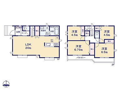 開放感ある20帖のLDK♪ホームパーティーも楽しめそうですね♪リビング収納には、掃除用具や、季節物の家電を収納しても◎全居室収納完備でお部屋を広くお使い頂けます♪ 