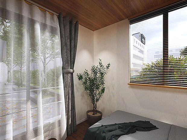 【-】1階と2階部分の居室の窓には、防犯対策にもなるシャッター付の引違い窓を採用。簡単に侵入させないダブルロック付のクレセント付。外出の際は、ダブルロックとシャッターを閉めておけばより安心ですね。