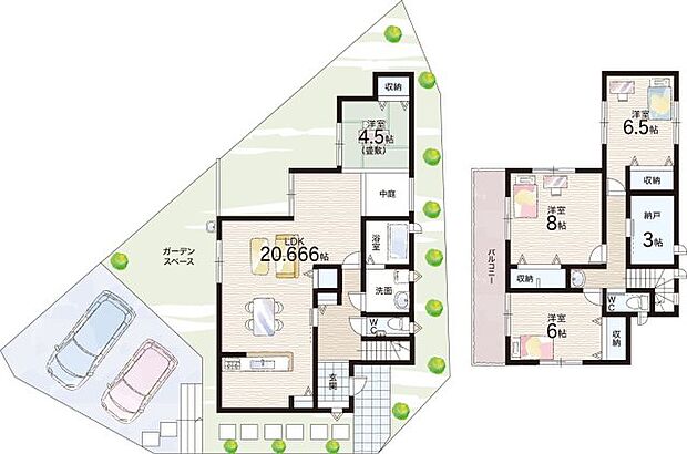 【4LDK】○城山台小学校・・・徒歩21分 ○木津中学校・・・徒歩50分