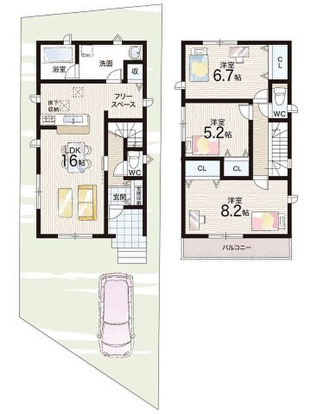 【3LDK】○鏡山小学校・・・徒歩17分 ○花山中学校・・・徒歩10分