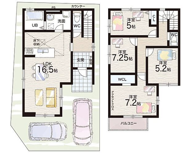 【4LDK】○忠岡小学校・・・徒歩3分 ○忠岡中学校・・・徒歩7分