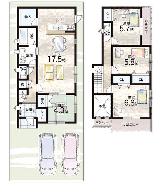 【4LDK】○南第二小学校・・・徒歩8分 ○南中学校・・・徒歩13分