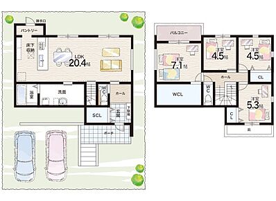 ○つつじが丘小学校・・・徒歩11分 ○藍中学校・・・徒歩8分 