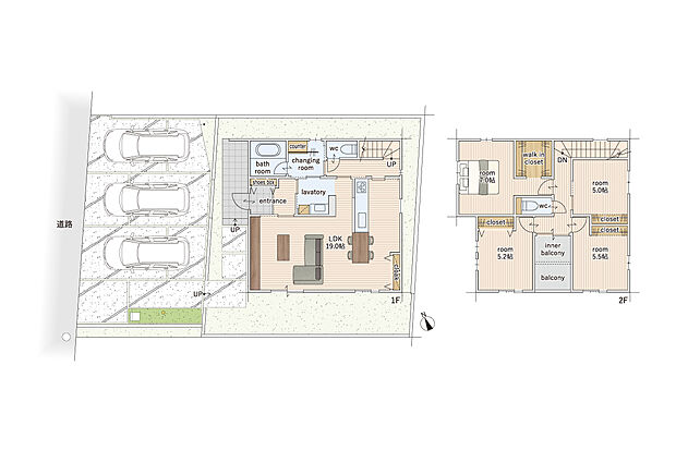 【4LDK】建物面積にはインナーバルコニー2.48ｍ2を含む。
