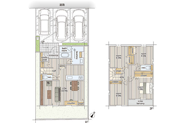 【4LDK】建物面積にはインナーバルコニー3.31m2を含む。