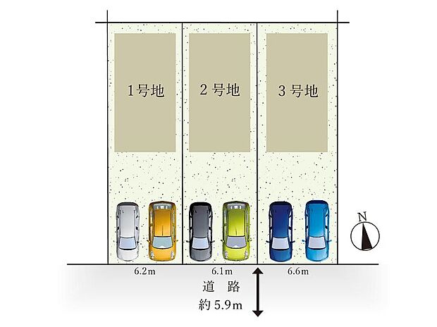 全体区画図
【カースペース2台分完備】通勤・お買い物・お迎えも、お互いの車でスムーズに。
