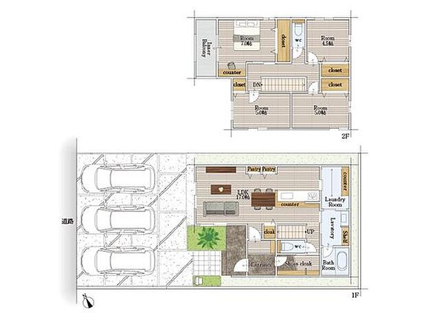 【4LDK】建物面積にはインナーバルコニー4.96m2を含む。