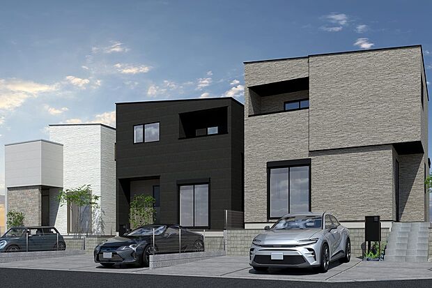 【外観連棟イメージパース(左側より1号地)】
寺部小学校　徒歩3分♪