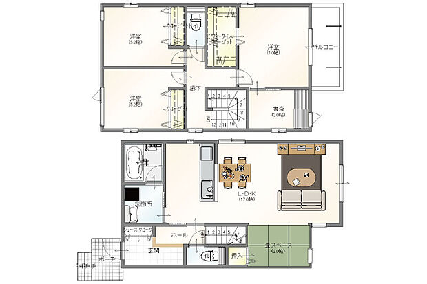 【1号地プラン】建物価格1850万円、建物面積99.38m2
