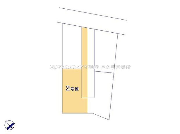【区画図】2号棟
前面道路6mで、お車の出し入れやすれ違いもラクラク♪