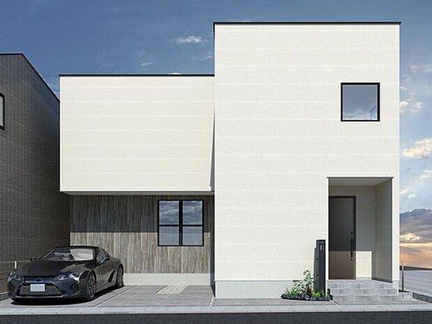 【1号地外観イメージパース】
３ＬＤＫ+リビング吹抜け+ファミクロ+2階ホールにカウンターテーブル+ＷＩＣ
保育施設、公園が周辺に揃った子育て世代にも嬉しい環境。