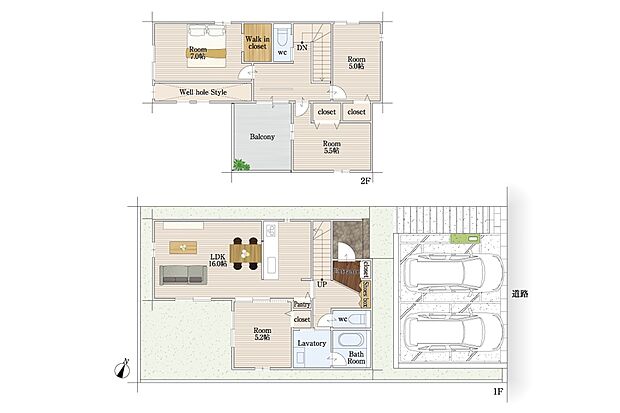 【3号地内観写真：リビング】
明るく解放感のあるリビング。