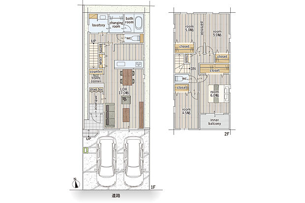 【4LDK】建物面積にはインナーバルコニー部分3.72m2を含む
続き間10帖の部屋はお子さまの成長に合わせて間仕切りをすることで個室仕様にすることができます。