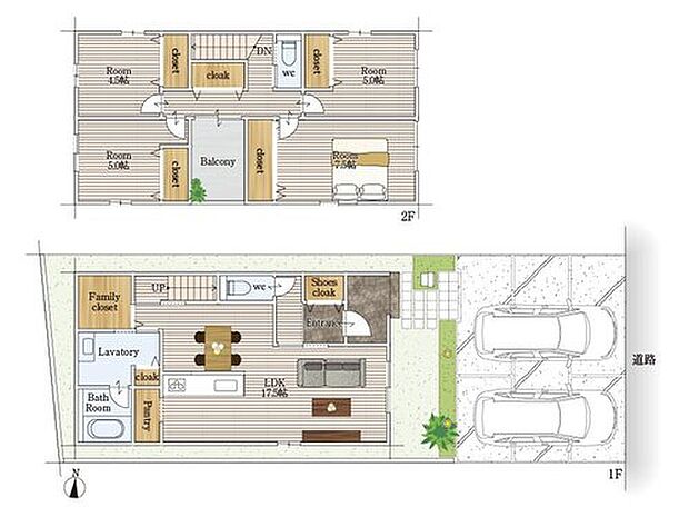 【4LDK】SIC+ファミクロ+洗面収納+パントリー+2階4室
建物面積にはポーチ部分1.62m2を含みます。