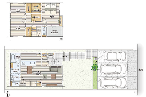 【3SLDK】建物面積にはインナーバルコニー部分4.9m2を含む
洗面所と脱衣室を分けることで誰かが入浴中でも家族全員が気兼ねなく使えるようになっております。